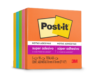 Packshot de notas con notas naranjas al frente.