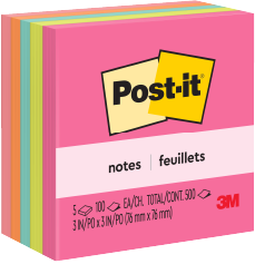 Packshot de notas con notas rosas al frente.